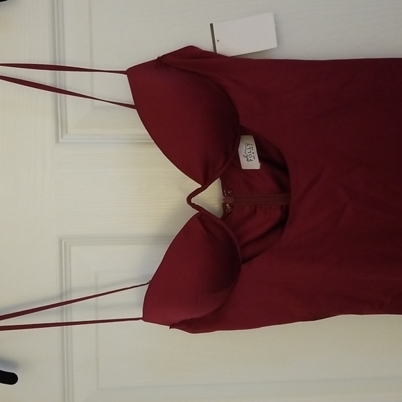 Burgundy Oh Polly Midi Dress - Picture 3 of 5